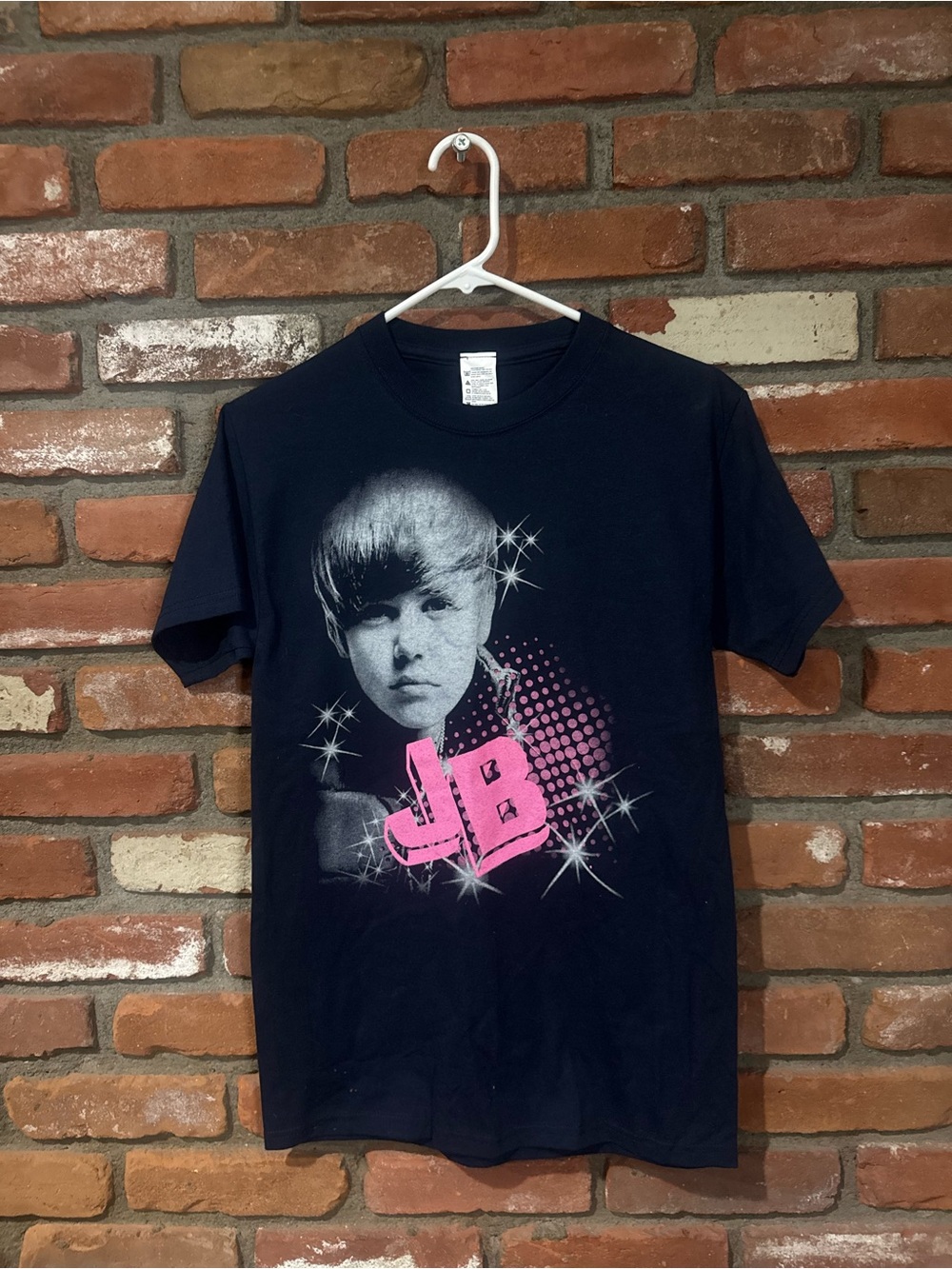 Kids Black Justin Bieber Graphic Tee with Pink JB Logo